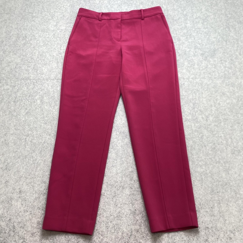 Ann Taylor Womens 2 Dress Pants (30x27) Pink Twill Straight Leg Stretch Work
